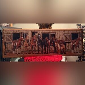 Western Horse Wall Art | Rustic Barn Scene | Farmhouse Decor | 28 x 9.5